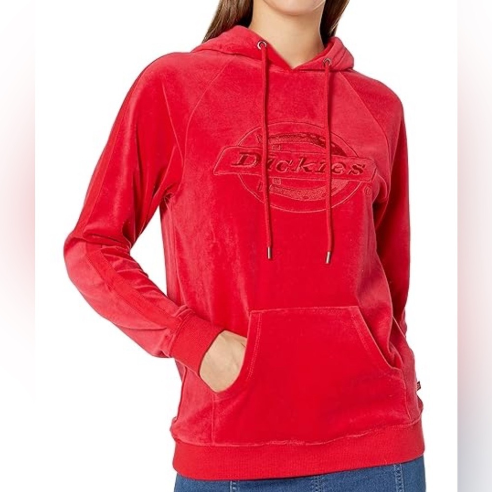 DICKIES WOMEN'S Velour Hoodie Red XS